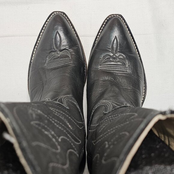Stewart Boot Co 1977 VTG Hand Made Black Cowhide Leather Cowboy Boots Mens 8.5EE - Picture 6 of 14